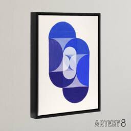 "Artery8 Joseph Schillinger Key Blue Abstract Painting Framed Canvas Art Print - Size: W12"" x H16""" - thumbnail 2