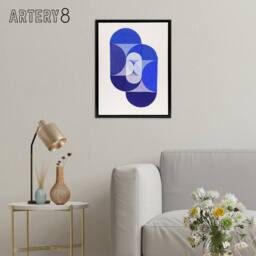 "Artery8 Joseph Schillinger Key Blue Abstract Painting Framed Canvas Art Print - Size: W12"" x H16""" - thumbnail 3