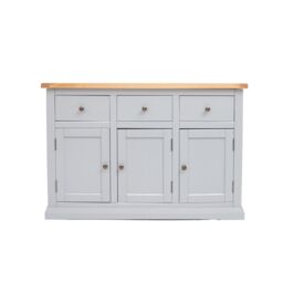 Cabinet Bits Loreo Light Grey 3 Drawer 3 Door Sideboard Brass Knob