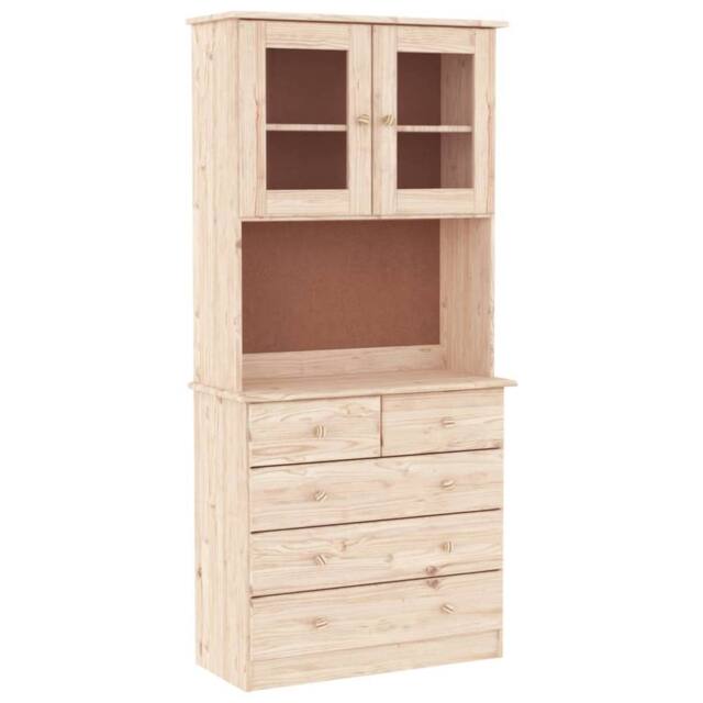Berkfield Home Highboard ALTA 77x35x165 cm Solid Wood Pine in Light Tan - Size: 77 x 35 x 165 cm - image 1