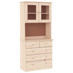 Berkfield Home Highboard ALTA 77x35x165 cm Solid Wood Pine in Light Tan - Size: 77 x 35 x 165 cm