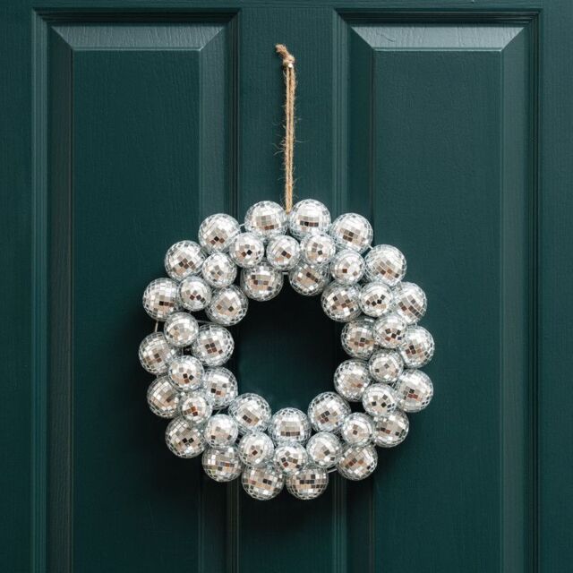 Scottish Everlastings Ltd 32cm Mirror Ball Wreath in Silver - image 1