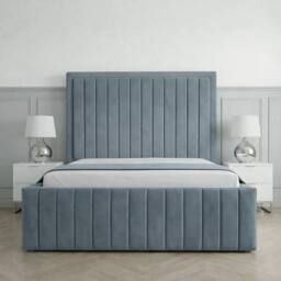 Living Comfort Bedz Sovereign Upholstered Gas Lift Storage Bed with 48 Inch Headboard in Light Blue - Size: Single - thumbnail 2