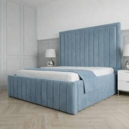 Living Comfort Bedz Sovereign Upholstered Gas Lift Storage Bed with 48 Inch Headboard in Light Blue - Size: Single - thumbnail 1