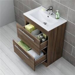 SPETLEK Sink Unit Ceramic Basin Bathroom Walnut in Brown - thumbnail 4