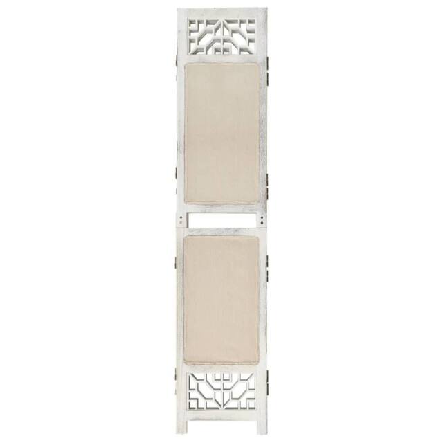 Berkfield Home 6-Panel Room Divider Cream 210x165 cm Fabric in Beige - image 1