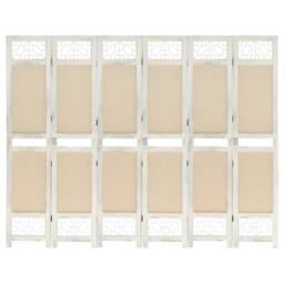 Berkfield Home 6-Panel Room Divider Cream 210x165 cm Fabric in Beige - thumbnail 2