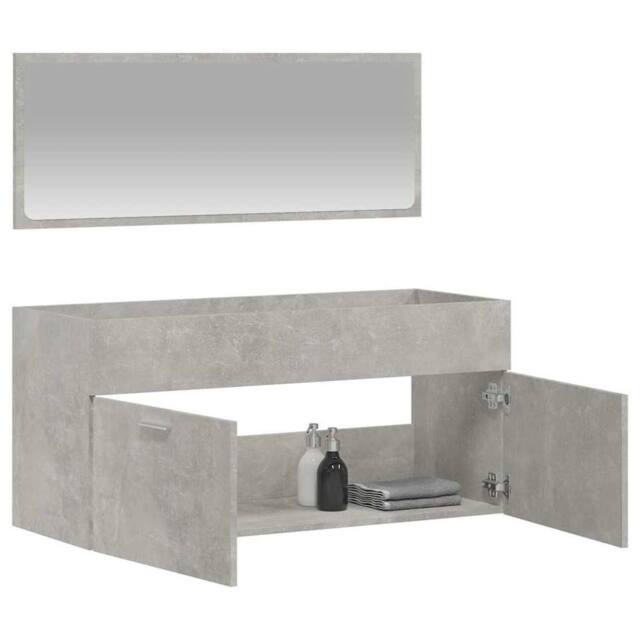 Berkfield Home Durable Bathroom Cabinet with Mirror Concrete Grey Engineered Wood - image 1