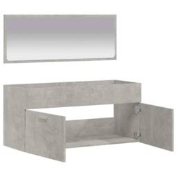 Berkfield Home Durable Bathroom Cabinet with Mirror Concrete Grey Engineered Wood - thumbnail 4