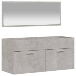 Berkfield Home Durable Bathroom Cabinet with Mirror Concrete Grey Engineered Wood - thumbnail 3