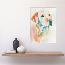 "Artery8 Golden Labrador Dog Lover Watercolour Portrait Wall Art Print - Size: W24"" x H32""" - thumbnail 4
