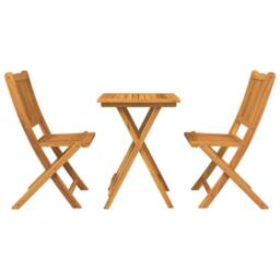 Berkfield Home 3-Piece Garden Bistro Set - Solid Acacia Wood in Brown - thumbnail 7
