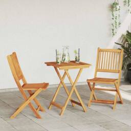 Berkfield Home 3-Piece Garden Bistro Set - Solid Acacia Wood in Brown - thumbnail 4