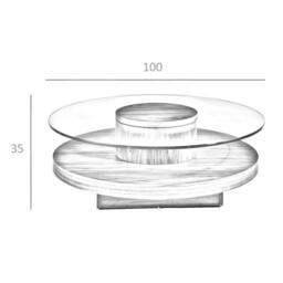 Angel Cerda Round Tempered Glass Coffee Table Walnut Veneer Legs in Brown - thumbnail 8