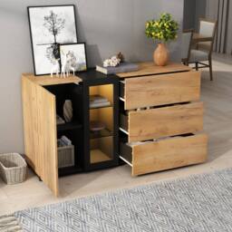 Tokpiedi Sideboard with Glass Display Cabinet in Natural - thumbnail 2