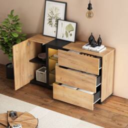 Tokpiedi Sideboard with Glass Display Cabinet in Natural - thumbnail 4