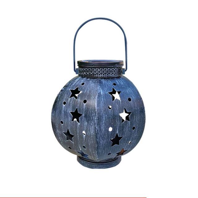 Obasyhig Wrought iron solar garden lamp in the shape of a five pointed star in Dark Blue - image 1