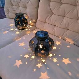 Obasyhig Wrought iron solar garden lamp in the shape of a five pointed star in Dark Blue - thumbnail 3