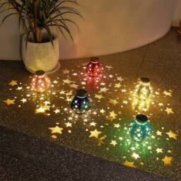 Obasyhig Wrought iron solar garden lamp in the shape of a five pointed star in Dark Blue - thumbnail 6