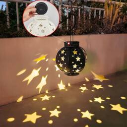 Obasyhig Wrought iron solar garden lamp in the shape of a five pointed star in Dark Blue - thumbnail 5