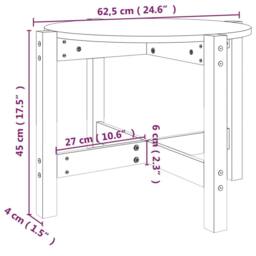 Berkfield Home Coffee Table Grey Ã˜ 62.5x45 cm Solid Wood Pine - thumbnail 8
