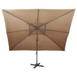 Berkfield Home Durable Cantilever Garden Parasol with Double Top Taupe 400x300 cm - thumbnail 1
