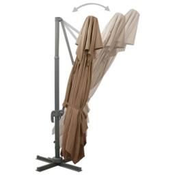 Berkfield Home Durable Cantilever Garden Parasol with Double Top Taupe 400x300 cm - thumbnail 5