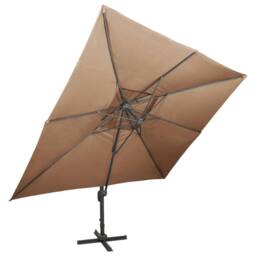 Berkfield Home Durable Cantilever Garden Parasol with Double Top Taupe 400x300 cm - thumbnail 3