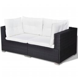 Berkfield Home 6 Piece Garden Lounge Set with Cushions Poly Rattan Black - thumbnail 5