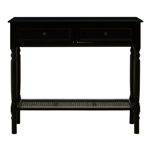 Orsina Rectangular Console Table With 2 Drawers for Hallway, Pine Wood Hallway Table for Home Décor, Wood Table with 2 Drawers for Office in Black - image 1