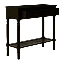 Orsina Rectangular Console Table With 2 Drawers for Hallway, Pine Wood Hallway Table for Home Décor, Wood Table with 2 Drawers for Office in Black - thumbnail 5