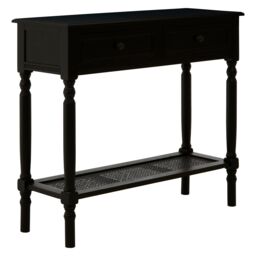 Orsina Rectangular Console Table With 2 Drawers for Hallway, Pine Wood Hallway Table for Home Décor, Wood Table with 2 Drawers for Office in Black - thumbnail 3