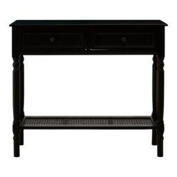 Orsina Rectangular Console Table With 2 Drawers for Hallway, Pine Wood Hallway Table for Home Décor, Wood Table with 2 Drawers for Office in Black - thumbnail 1