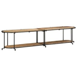 Berkfield Home TV Cabinet 200x42x40 cm Solid Wood Rough Mango in Brown - Size: 200 x 42 x 40 cm - thumbnail 1