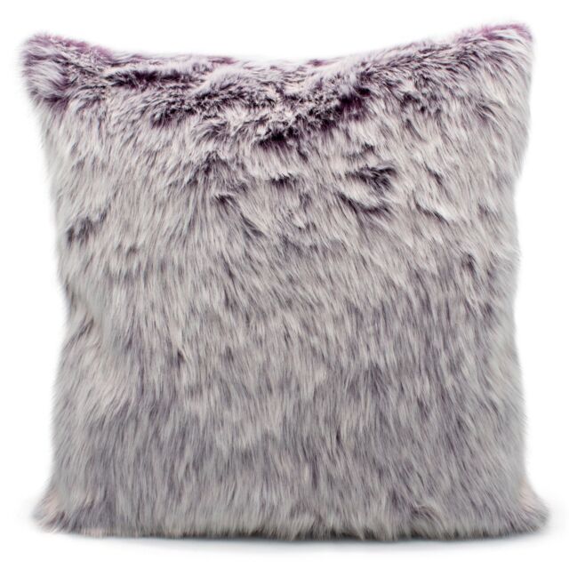 Velosso Plush Purple Rich Fur Cushion: Soft Faux Fur Decorative Accent - Size: 43 cm x 43 cm