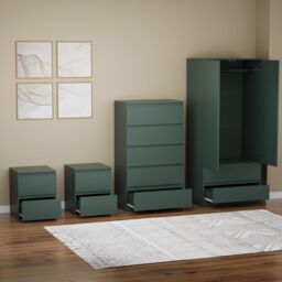 Home Discount Vida Designs Denver 4Pc Bedroom Set(2 Bedside, 5 Drawer Chest, Wardrobe) in Green - thumbnail 5
