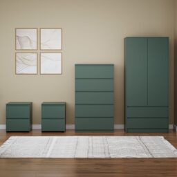 Home Discount Vida Designs Denver 4Pc Bedroom Set(2 Bedside, 5 Drawer Chest, Wardrobe) in Green - thumbnail 7