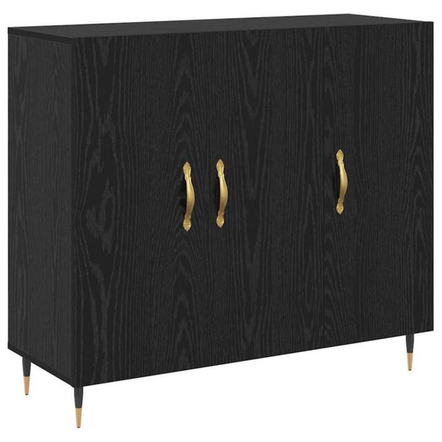 Berkfield Home Sideboard with Storage with Door Black 90 x 34 x 80 cm Engineered wood - image 1