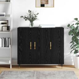 Berkfield Home Sideboard with Storage with Door Black 90 x 34 x 80 cm Engineered wood - thumbnail 4