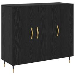 Berkfield Home Sideboard with Storage with Door Black 90 x 34 x 80 cm Engineered wood - thumbnail 1