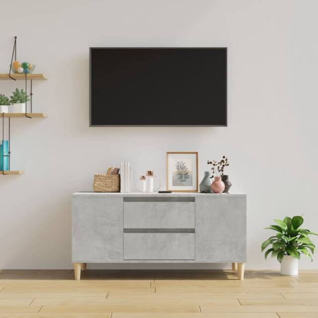 Berkfield Home TV Cabinet Concrete Grey 102x44.5x50 cm Engineered Wood - image 1