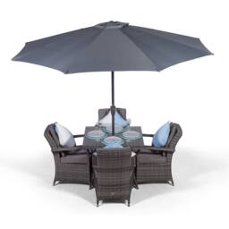 Thats Furniture Arizona Square 4 Seater Rattan Patio Dining Set in Grey