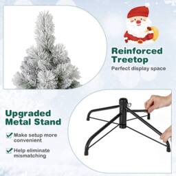 Gymax 7 FT/210 cm Artificial Christmas Tree Pre-Lit Snow Flocked Xmas Tree in White - thumbnail 6