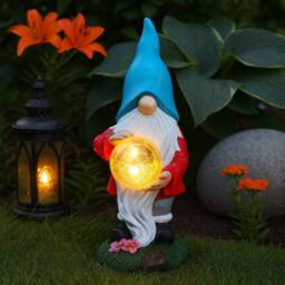 Voltico LED Garden Gnome with Crystal Ball Garden Ornament 31cm - thumbnail 1