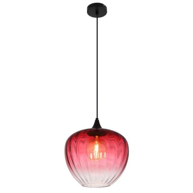 Netlighting Sander Dome Pendant Ceiling Light Matt Black Red Glass Shade 1x E27 - image 1