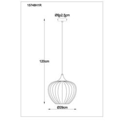 Netlighting Sander Dome Pendant Ceiling Light Matt Black Red Glass Shade 1x E27 - thumbnail 5