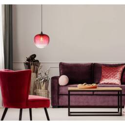 Netlighting Sander Dome Pendant Ceiling Light Matt Black Red Glass Shade 1x E27 - thumbnail 4