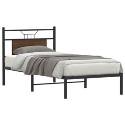 Berkfield Home Bed Frame without Mattress Brown Oak 90x200 cm Engineered Wood - thumbnail 1