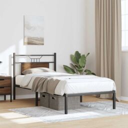 Berkfield Home Bed Frame without Mattress Brown Oak 90x200 cm Engineered Wood - thumbnail 5