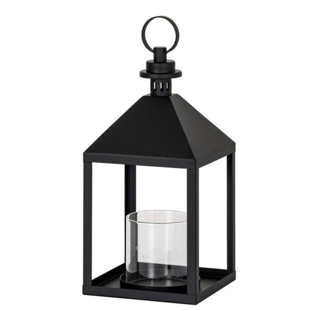 Lemon Pavilion Furniture and Decor Astra Medium Lantern with Glass Candle Holder - L17xW17xH38 cm - Black